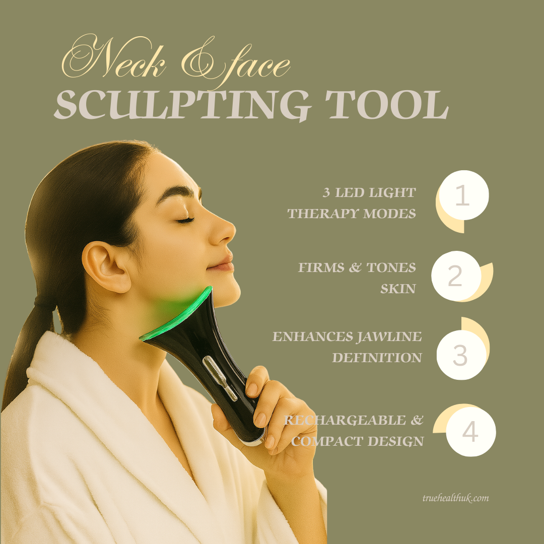 Electric Face Massager with Charging Dock – 3 LED Light Colours & 3 Modes | Rechargeable Sculpting Tool for Jawline, Neck & Facial Care with Bonus Gua Sha Stone