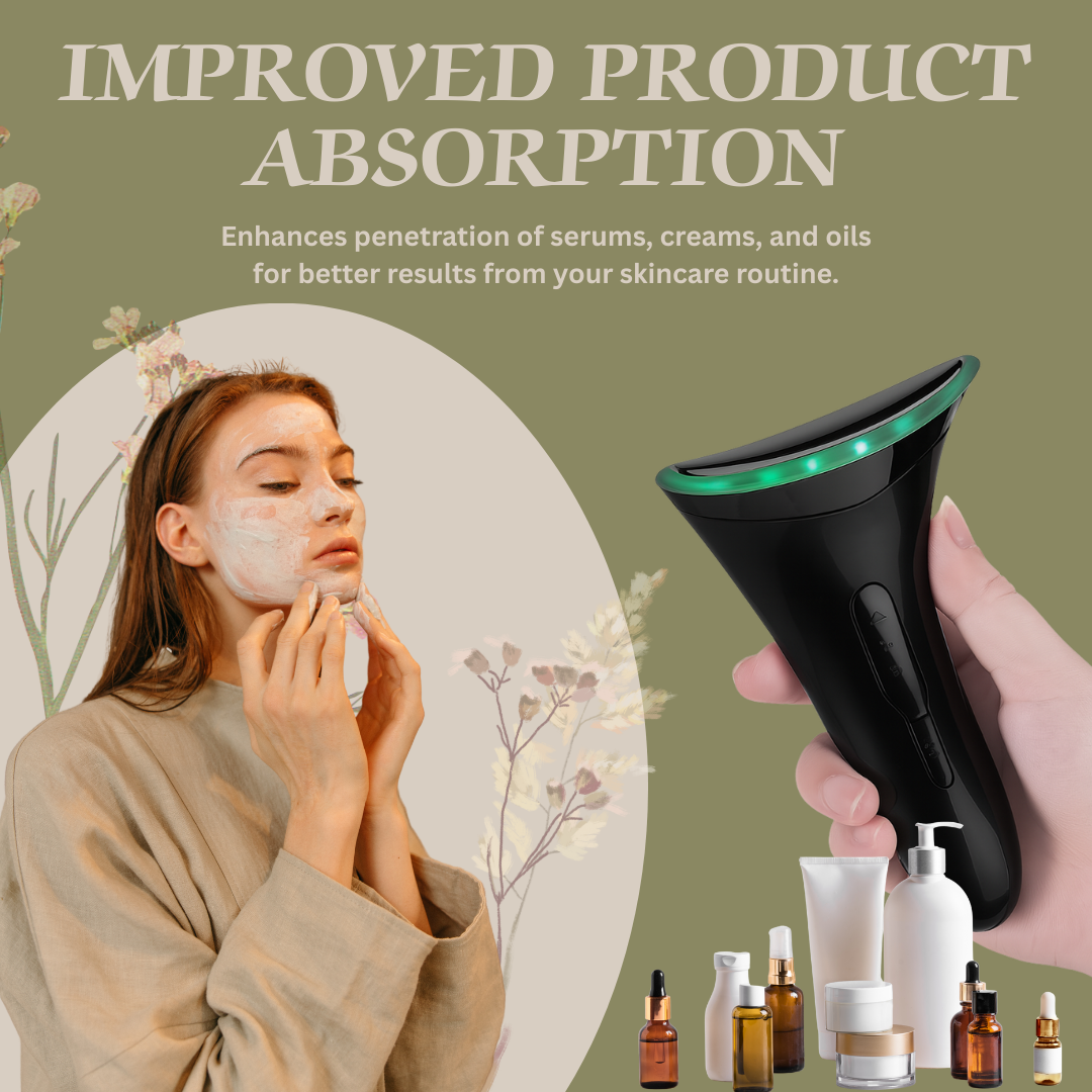 Electric Face Massager with Charging Dock – 3 LED Light Colours & 3 Modes | Rechargeable Sculpting Tool for Jawline, Neck & Facial Care with Bonus Gua Sha Stone