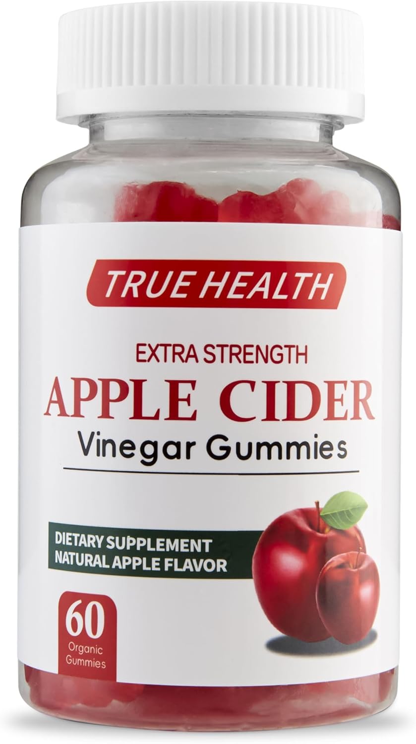 True Health Apple Cider Vinegar Gummies 1000mg - Vegan ACV Supplement for Digestion, Detox, and Metabolism Support