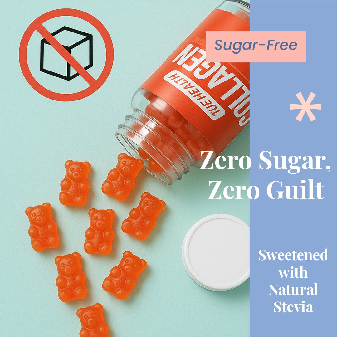 True Health Skin-Firming Collagen Gummies with Vitamin C Sugar Free Anti-Aging Supplement for Hair, Skin & Nails Beauty Support for Youthful Glow, Wrinkle Defense & Hydration Pack of 60 2500mg
