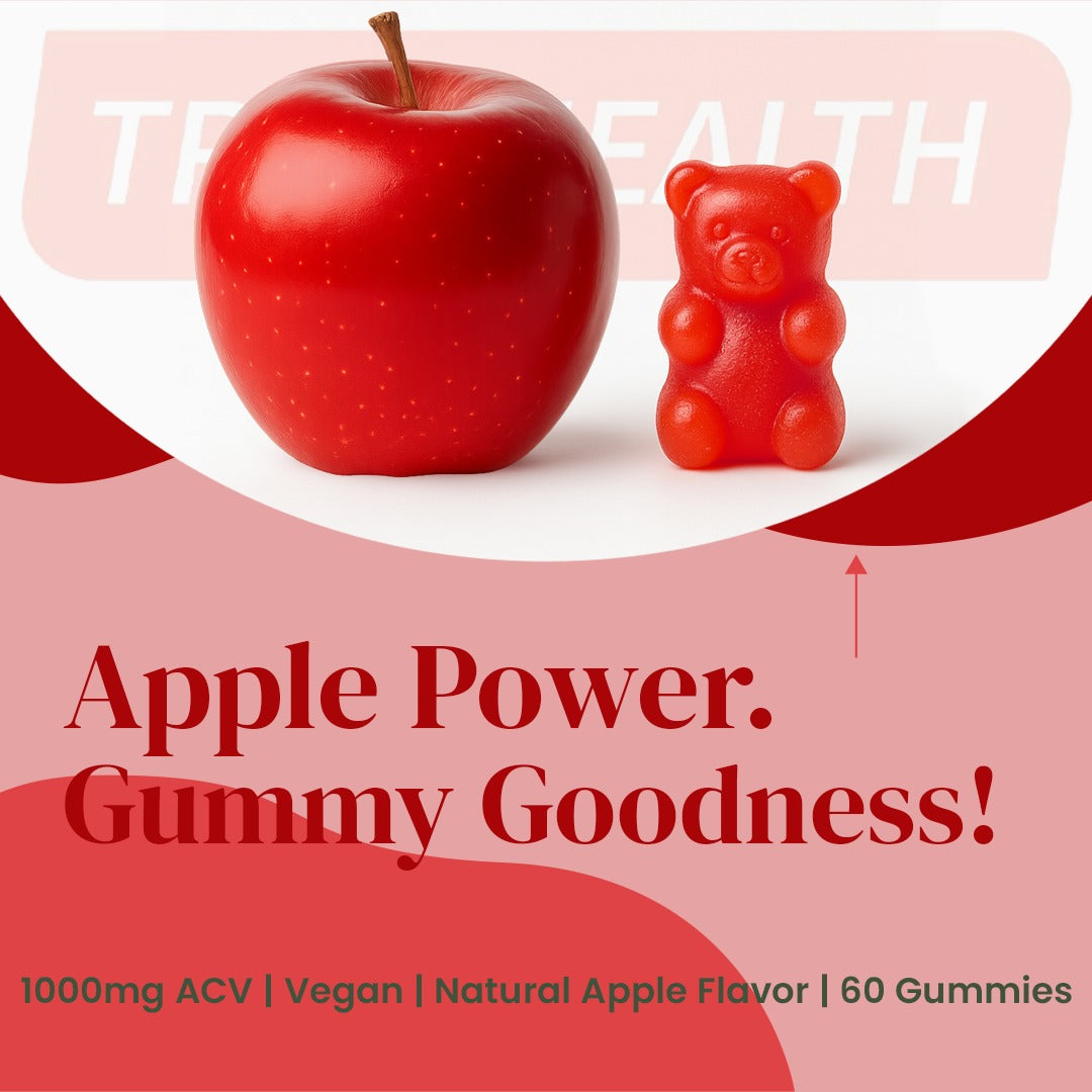 True Health Apple Cider Vinegar Gummies 1000mg - Vegan ACV Supplement for Digestion, Detox, and Metabolism Support