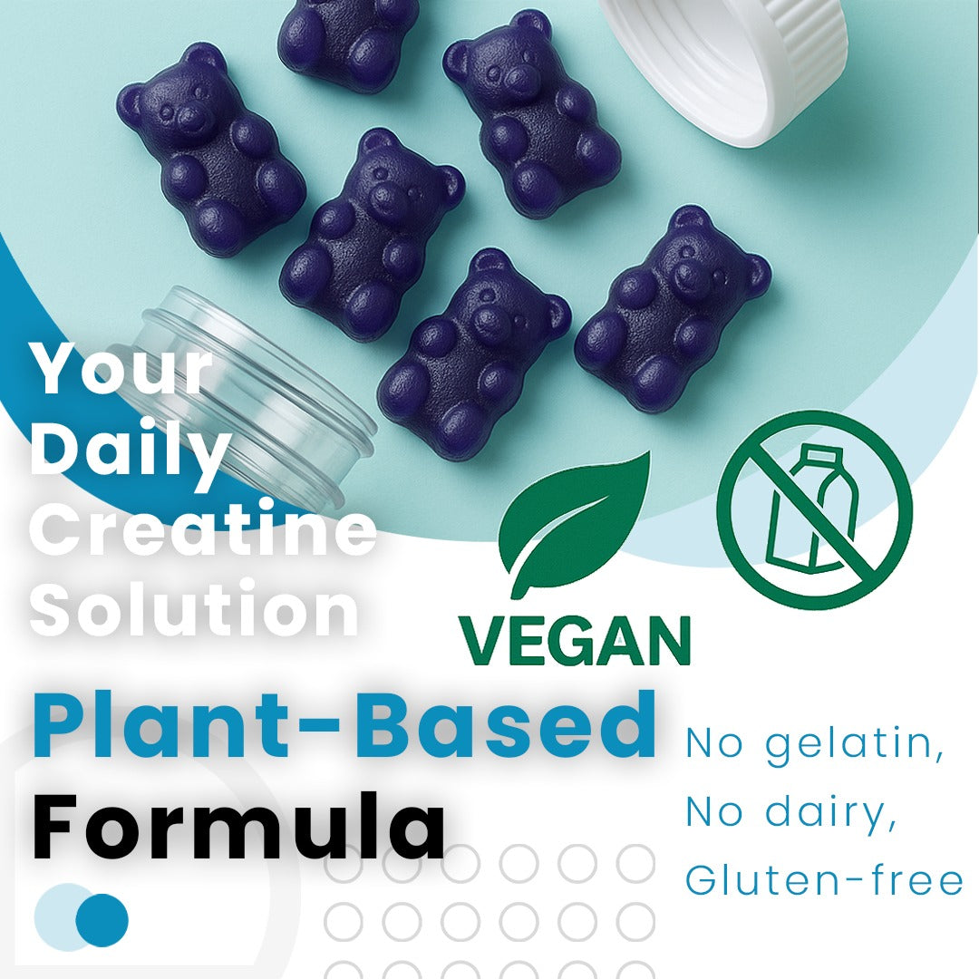 True Health Creatine Monohydrate Gummies - Vegan Muscle Recovery Supplement, Blueberry Flavor, 60 Count - Easy & Tasty Post-Workout Boost