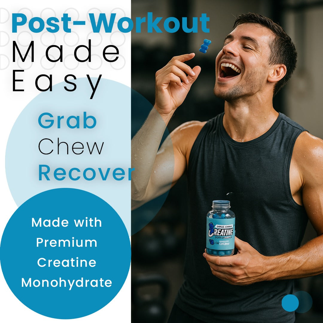 True Health Creatine Monohydrate Gummies - Vegan Muscle Recovery Supplement, Blueberry Flavor, 60 Count - Easy & Tasty Post-Workout Boost