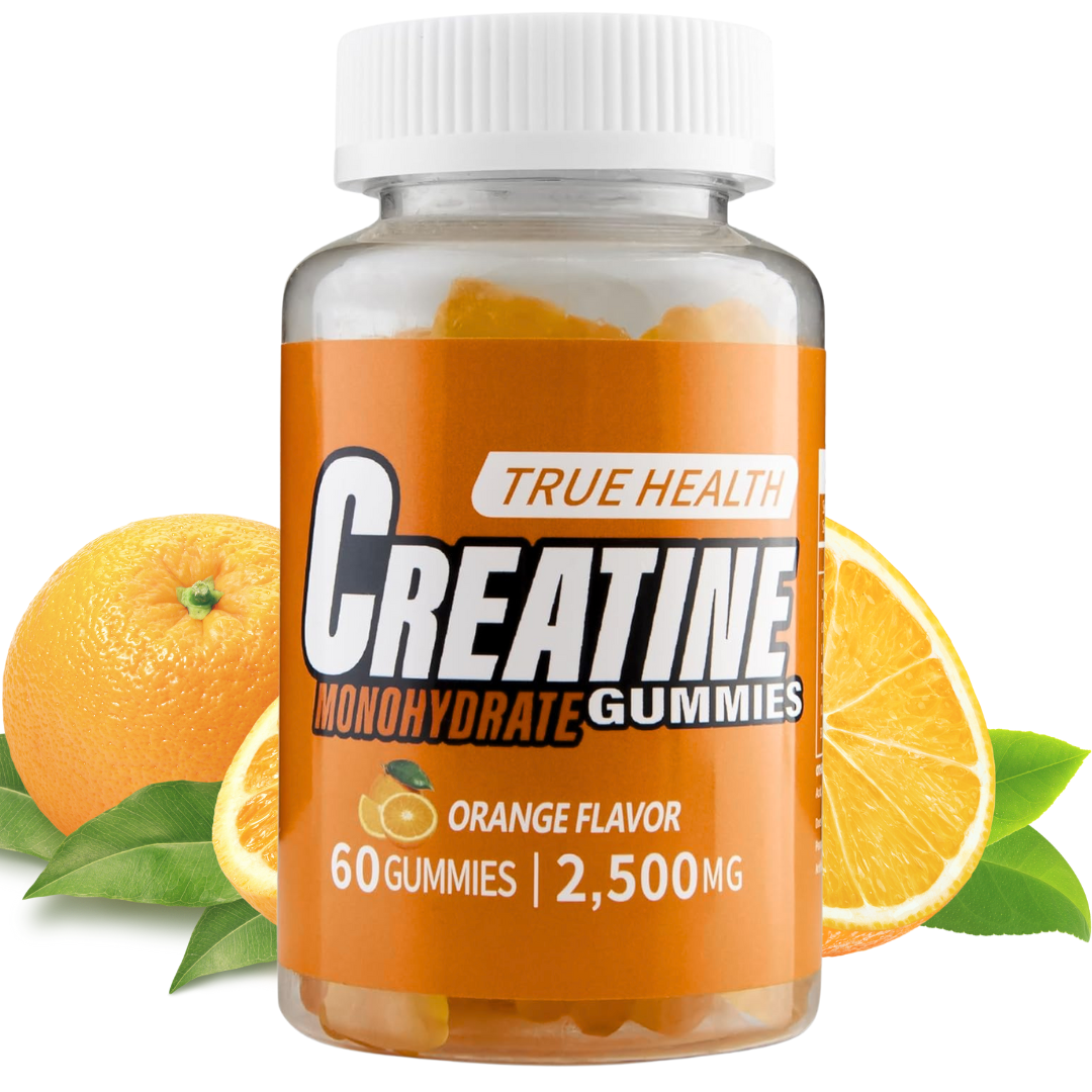 True Health Creatine Monohydrate Gummies - Vegan Muscle Recovery Supplement, Orange Flavor, 60 Count - Easy & Tasty Post-Workout Boost
