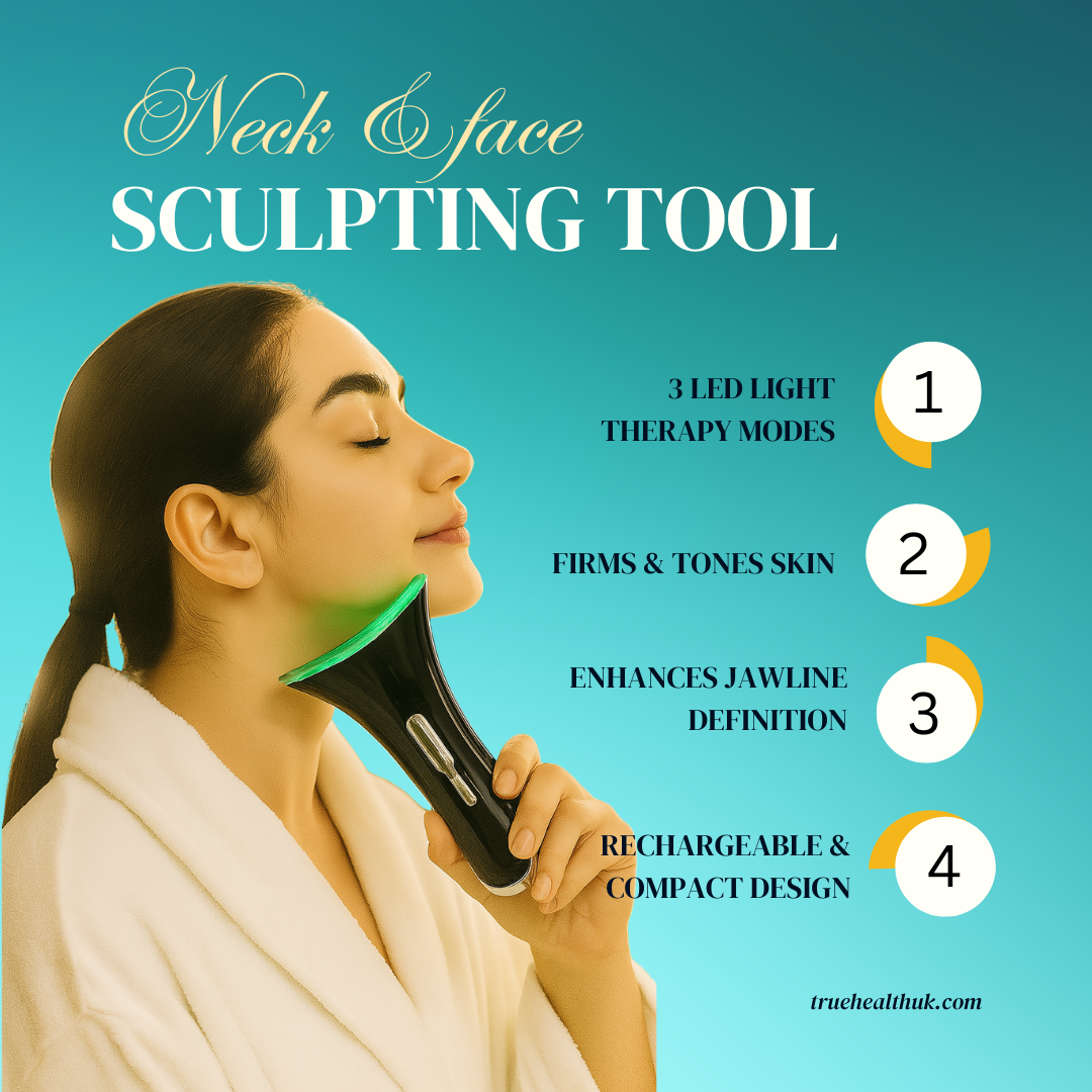 Electric Face Massager with Charging Dock, 3 LED Light Colours, 3 Modes Rechargeable Sculpting Tool for Jaw, Neck & Facial Care, Compact Skincare Device