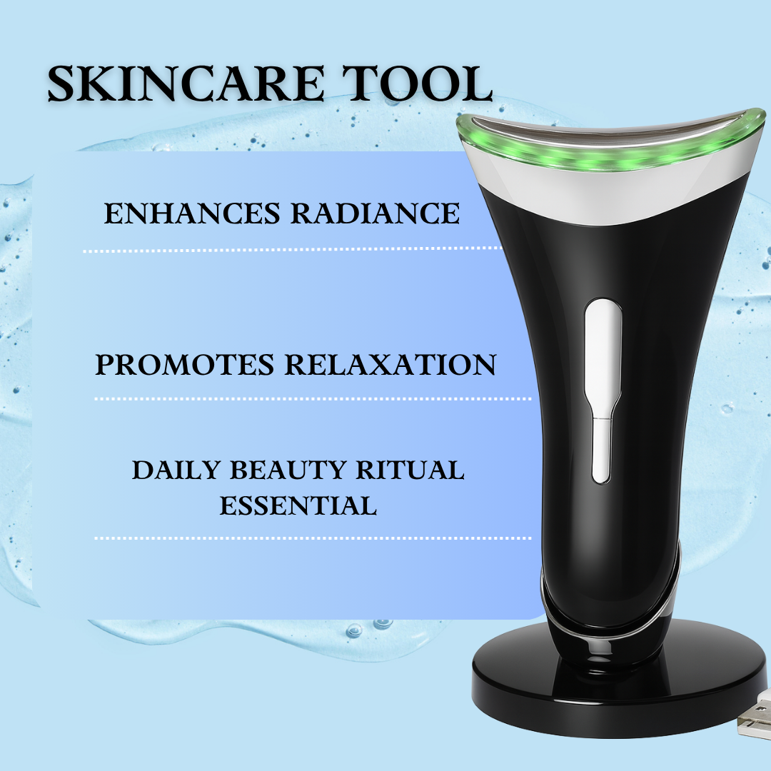 Electric Face Massager with Charging Dock, 3 LED Light Colours, 3 Modes Rechargeable Sculpting Tool for Jaw, Neck & Facial Care, Compact Skincare Device