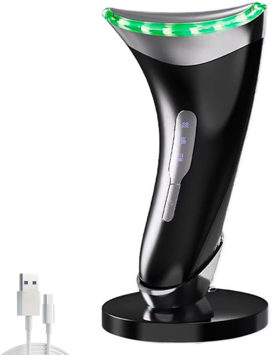 Electric Face Massager with Charging Dock, 3 LED Light Colours, 3 Modes Rechargeable Sculpting Tool for Jaw, Neck & Facial Care, Compact Skincare Device