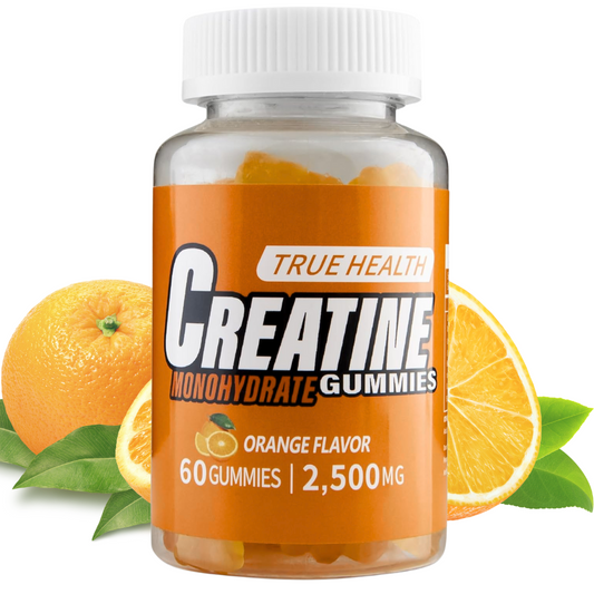 True Health Creatine Monohydrate Gummies - Vegan Muscle Recovery Supplement, Orange Flavor, 60 Count - Easy & Tasty Post-Workout Boost