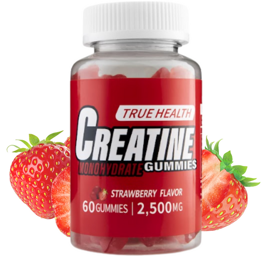 True Health Creatine Monohydrate Gummies - Vegan Muscle Recovery Supplement, Strawberry Flavor, 60 Count - Easy & Tasty Post-Workout Boost