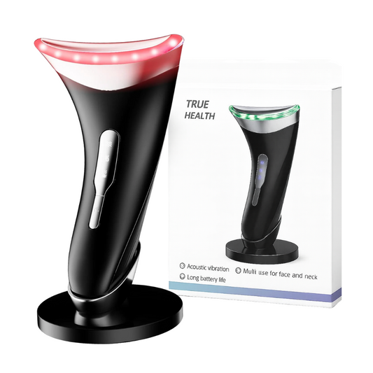 Electric Face Massager with Charging Dock – Rechargeable Sculpting Tool with 3 LED Light Colours & 3 Modes | Compact Device for Jawline, Neck & Facial Care