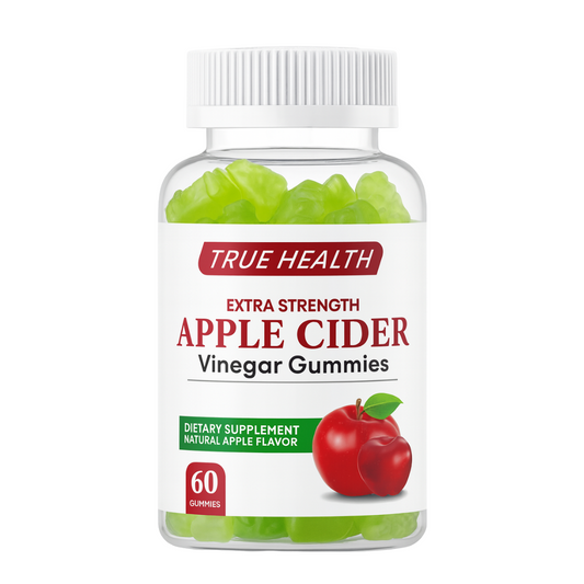True Health Apple Cider Vinegar Gummies 1000mg – Vegan ACV Supplement for Digestion, Detox & Metabolism Support | Natural Apple Flavor, 60 Gummies