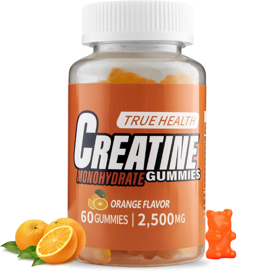 True Health Creatine Monohydrate Gummies – Vegan Muscle Recovery & Strength Supplement, Orange Flavor | 60 Chewable Post-Workout Boost Gummies