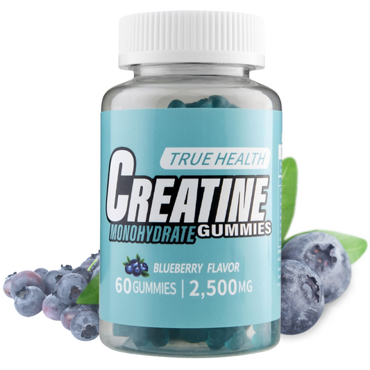 True Health Creatine Monohydrate Gummies - Vegan Muscle Recovery Supplement, Blueberry Flavor, 60 Count - Easy & Tasty Post-Workout Boost